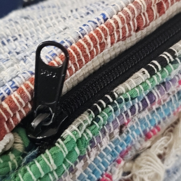 Native Honey Recycled Rag Rug Shoulder Bag Bohemian Festival Market School Indie - Picture 7 of 9